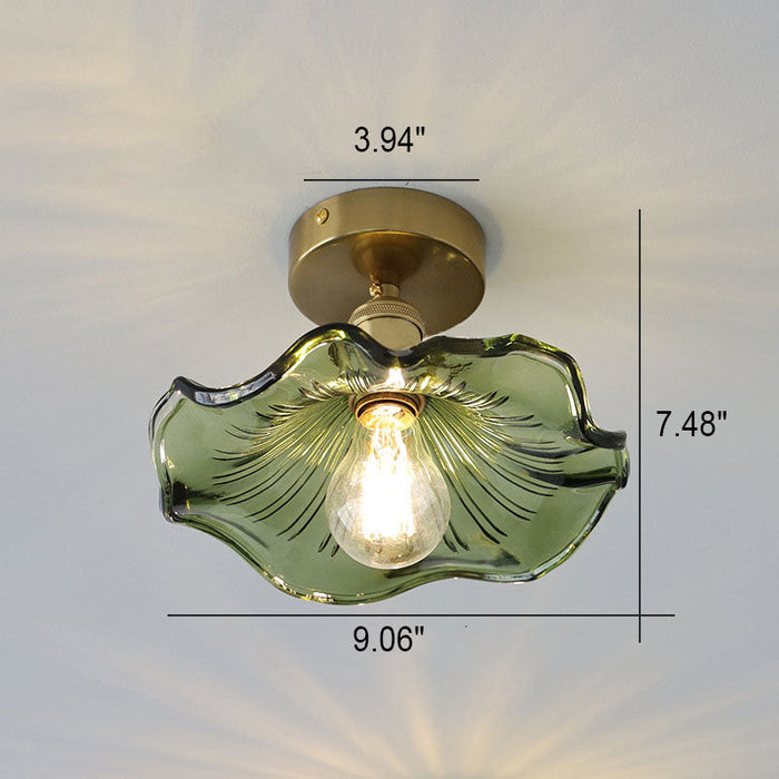 Glazen Plafondlamp In De Vorm Van Een Hibiscus
