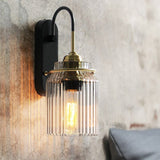 Vintage Wandlamp Met Geribbelde Glazen Kap