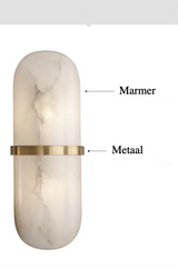 Marmeren Wandlamp – Luxe LED Sconce met Messing/Goud Afwerking
