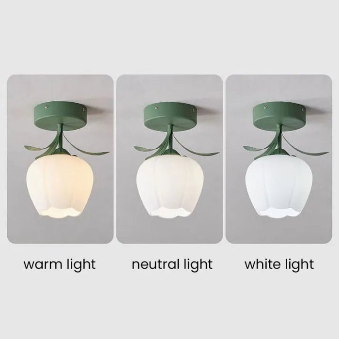 Eenvoudige Tiffany Plafondlamp Met Minibloemen