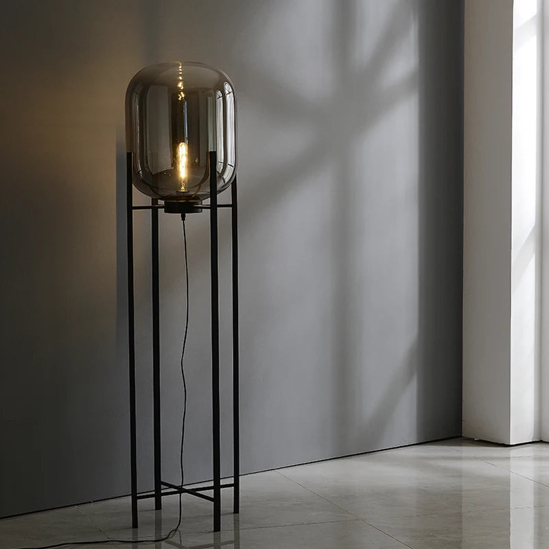 Scandinavische Vloerlamp Glasbol Oda Pulpo Stijl Metaal E27 Modern