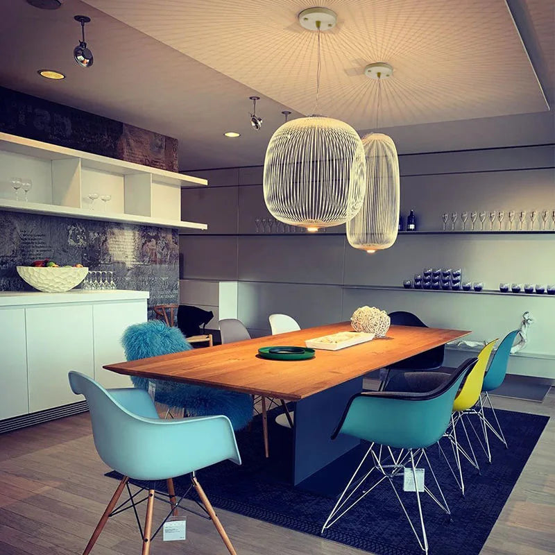Moderne Italiaanse Spokes Hanglamp LED Metaal Kooi Design – Zwart