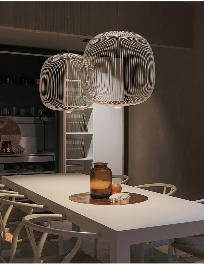 Moderne Italiaanse Spokes Hanglamp LED Metaal Kooi Design – Zwart