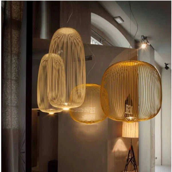 Moderne Italiaanse Spokes Hanglamp LED Metaal Kooi Design – Zwart