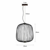 Moderne Italiaanse Spokes Hanglamp LED Metaal Kooi Design – Zwart