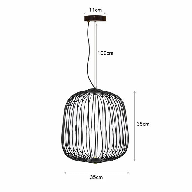 Moderne Italiaanse Spokes Hanglamp LED Metaal Kooi Design – Zwart