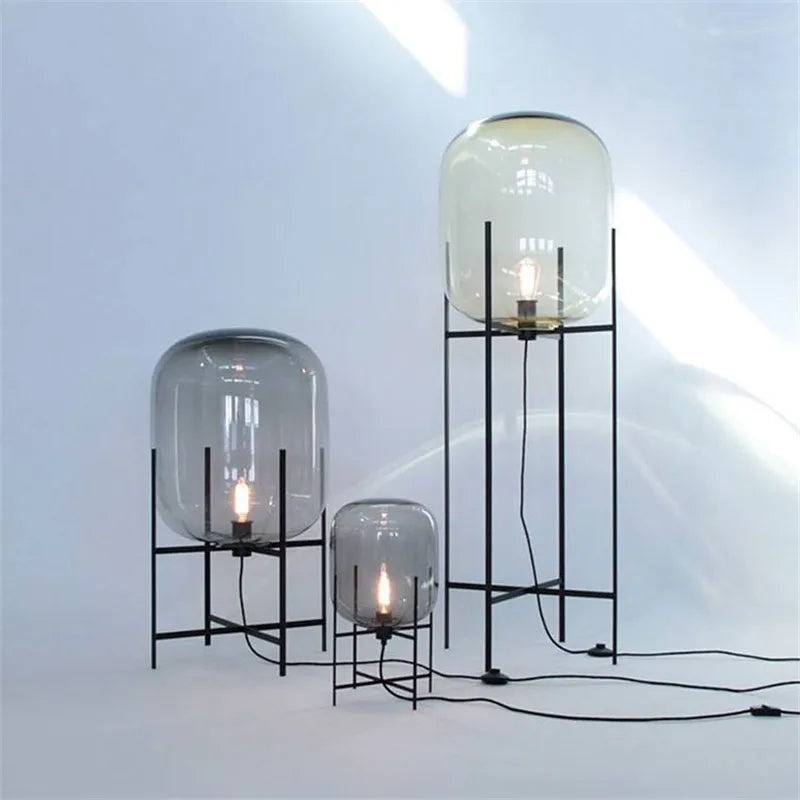 Scandinavische Vloerlamp Glasbol Oda Pulpo Stijl Metaal E27 Modern