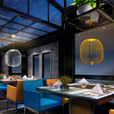 Moderne Italiaanse Spokes Hanglamp LED Metaal Kooi Design – Zwart