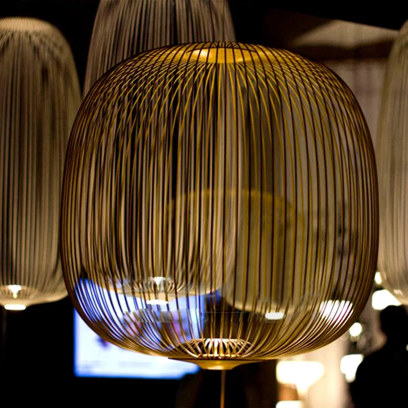 Moderne Italiaanse Spokes Hanglamp LED Metaal Kooi Design – Zwart