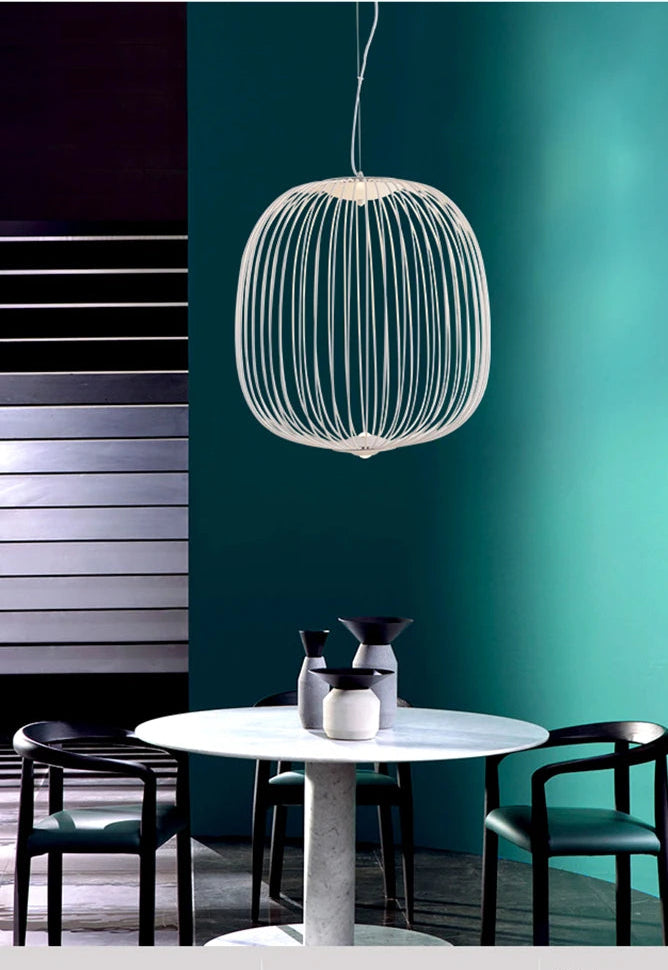 Moderne Italiaanse Spokes Hanglamp LED Metaal Kooi Design – Zwart