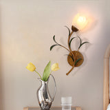 Franse Bloem Wandlamp – Vintage Glas & Metaal LED Bedlamp