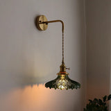 Groene Glas & Koper LED Wandlamp – Vintage Retro Wandverlichting E27