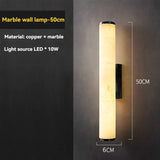 Marmeren Wandlamp – Luxe Messing LED Cilinder 30–60cm