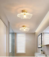 Moderne Plafondlamp Glas Bloem Goud E27 Voor Slaapkamer, Keuken & Hal