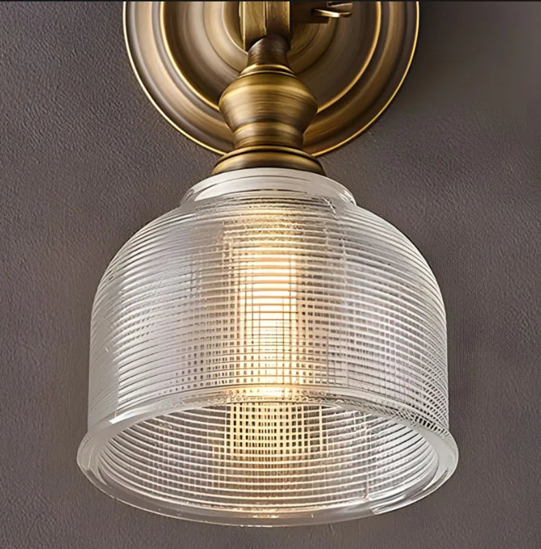 Koperen Wandlamp – Vintage LED Sconce met Helder Glas E14