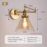 Retro Glazen Wandlamp E27 LED Moderne Leeslamp Met Verstelbare Arm