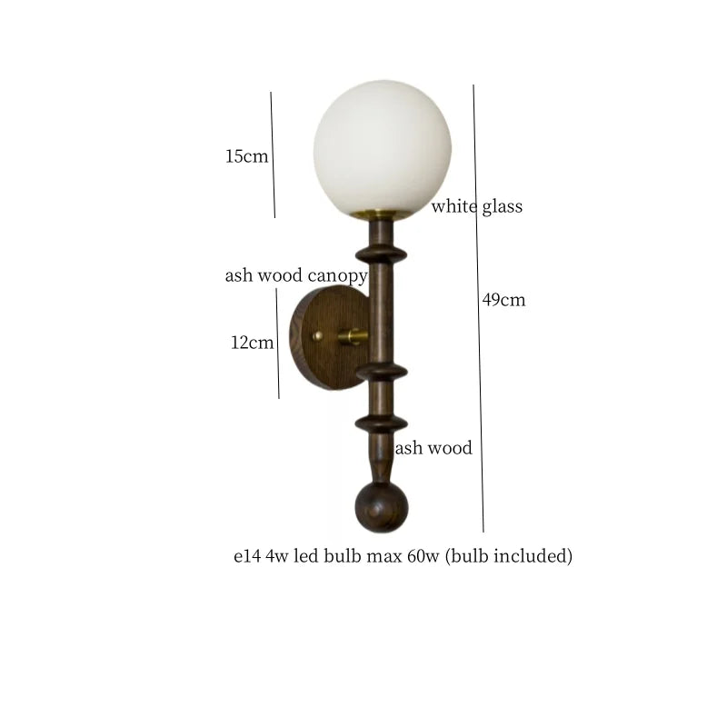 LED Wandlamp Glas & Hout – Vintage Bedlamp voor Woonkamer