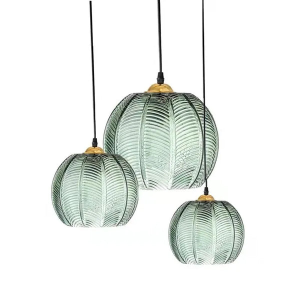 Nordic Hanglamp Glas Groen Bladmotief E27 Modern Woonkamer Slaapkamer