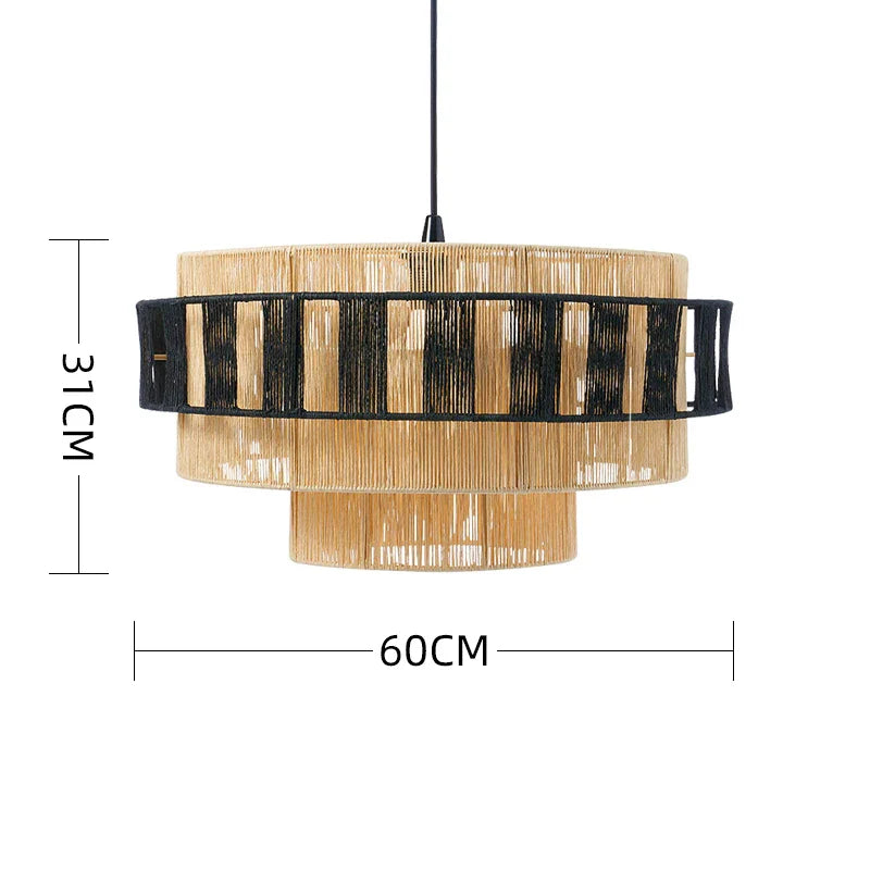 BonLumi Naturé – Retro Bonbon Hanglamp van Henneptouw en Rotan