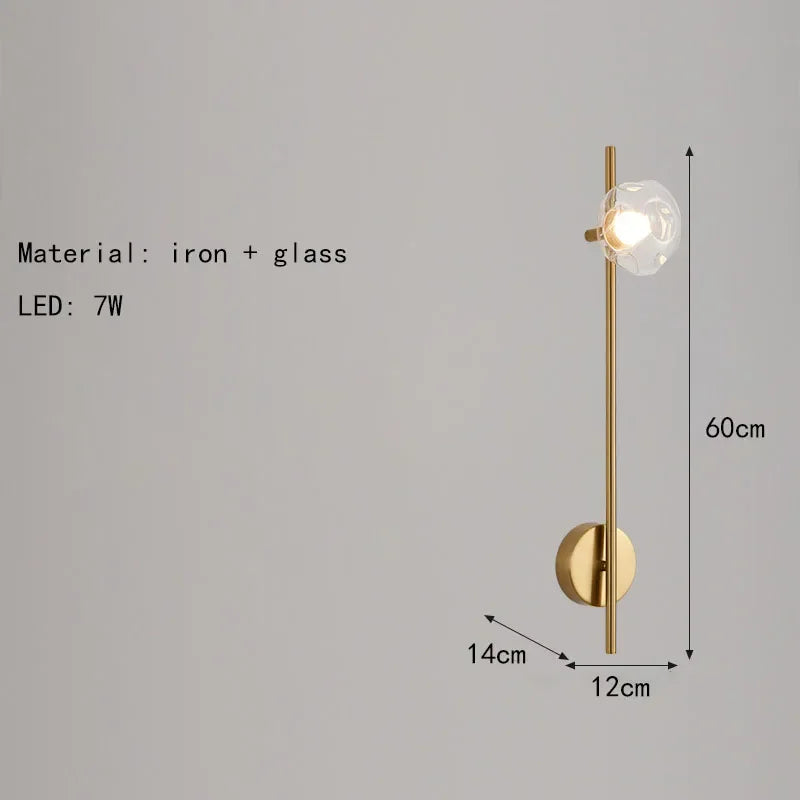 Minimalistische Wandlamp – Grijs Helder Glas & Goud/Zwart Metaal