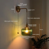 Groene Glas & Koper LED Wandlamp – Vintage Retro Wandverlichting E27