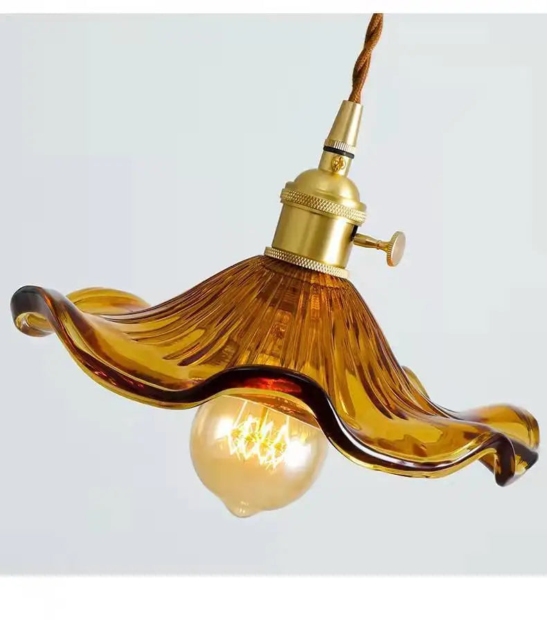 Moderne LED Hanglamp – Gekleurd Glas & Koper E27 Plafondlamp