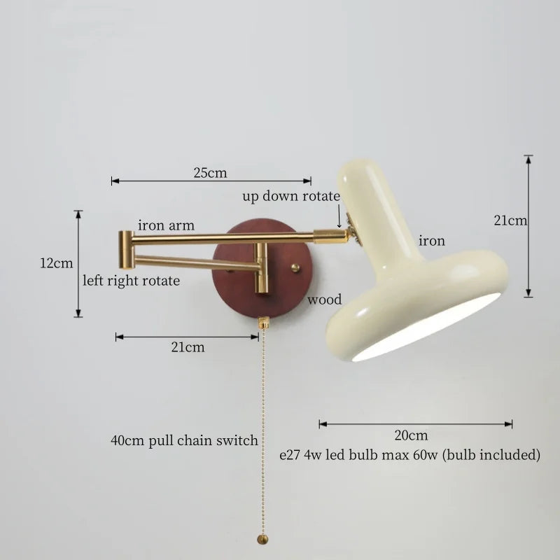 Nordic LED Wandlamp Ivory – Moderne Wandlamp met Trekschakelaar