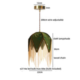 LED Hanglamp Groen/Geel Stof & Goud IJzer – Vintage Plafondlamp