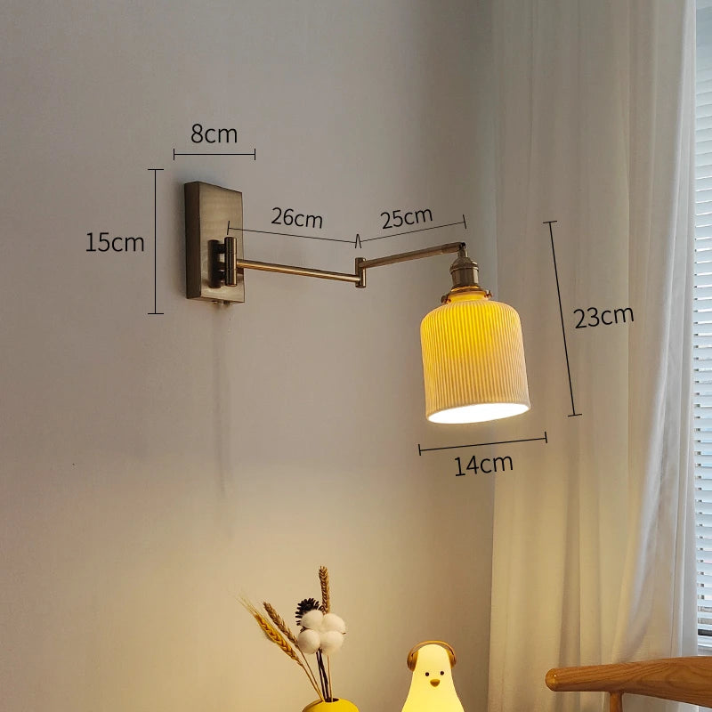 Nordic LED Wandlamp Keramiek – Moderne Sconce met Trekschakelaar