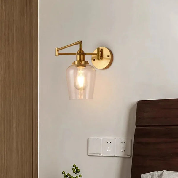 Retro Glazen Wandlamp E27 LED Moderne Leeslamp Met Verstelbare Arm