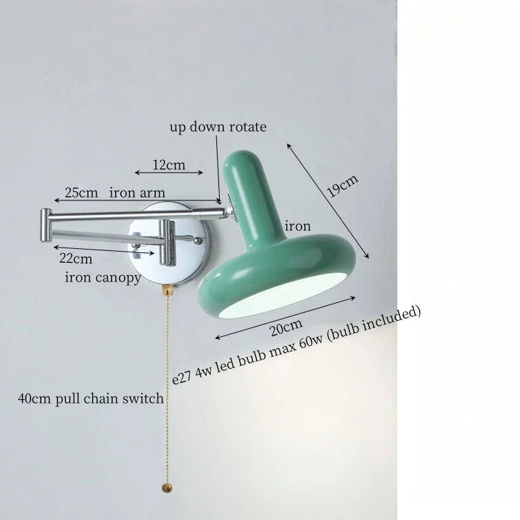 Nordic LED Wandlamp Milky Green – Moderne Wand Sconce met Trekschakelaar