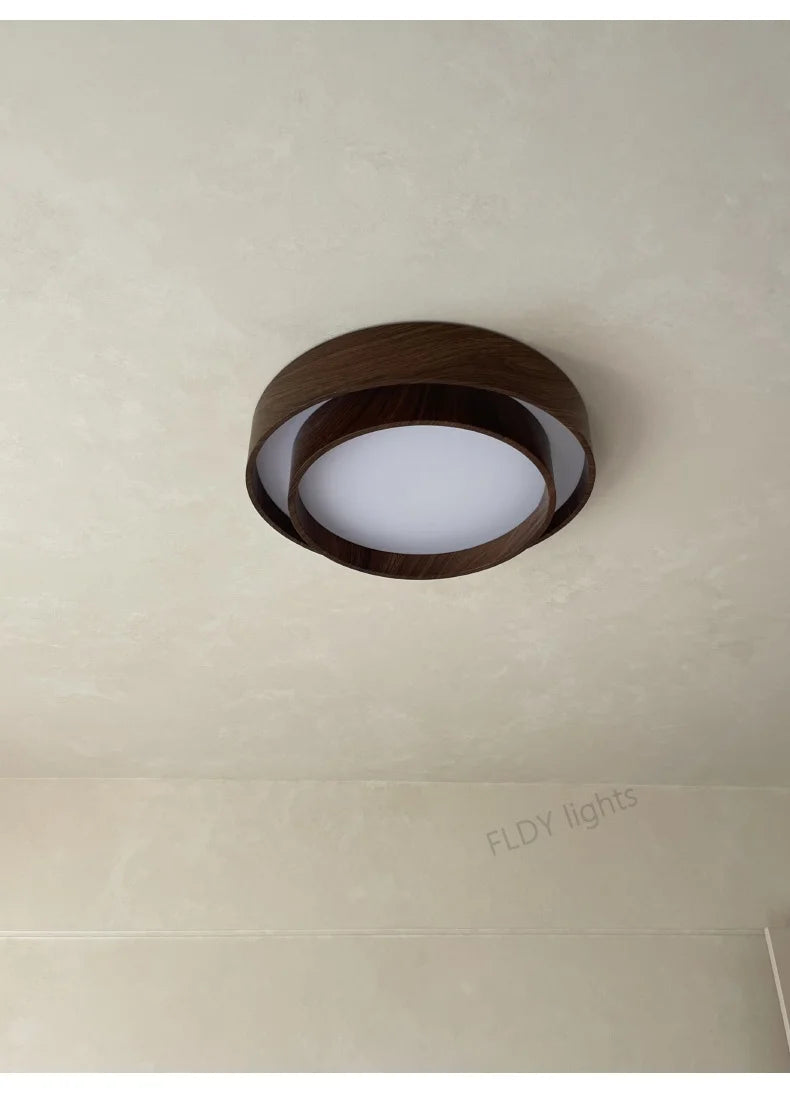 Menvix Nordic LED Plafondlamp – Walnoothout Design Slaapkamer & Woonkamer