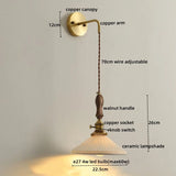Nordic LED Wandlamp Keramiek & Koper met Walnoot Handvat