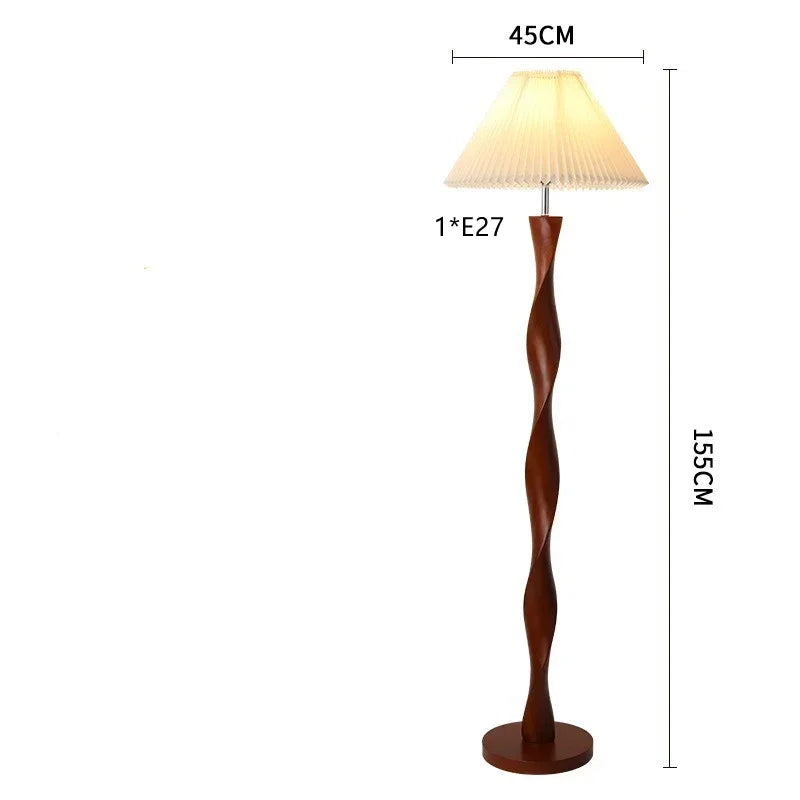 Chinese Walnootkleur Vloerlamp Hout – Moderne LED Lamp voor Woonkamer