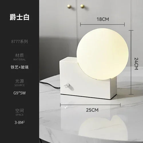 Deense Tafellamp LED Glas Bol RVS Basis Voor Slaapkamer