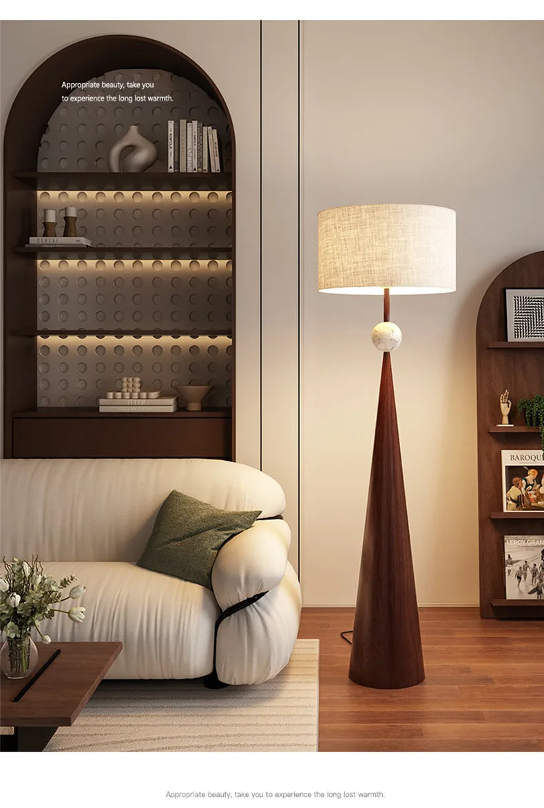 Wabi-Sabi Vloerlamp – Minimalistisch Japans Design met Stoffen Kap