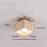 Nordic Plafondlamp LED Travertin & Hout – Modern Ellips Design