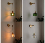 Groene Glas & Koper LED Wandlamp – Vintage Retro Wandverlichting E27