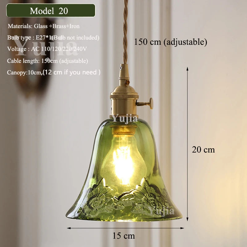 Groene Glazen Hanglamp – Vintage Moderne Plafondlamp E27