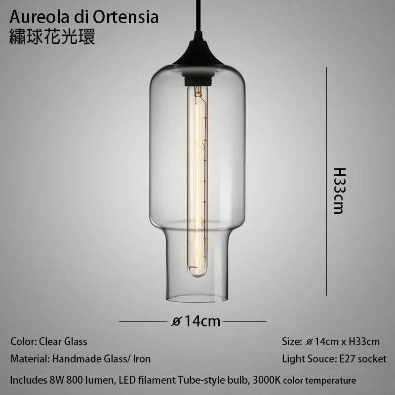 Caren Nordic Hanglamp – Handgemaakt Glas LED Filament Pendant Light