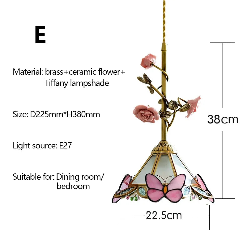 Vintage Franse Rozen Hanglamp – Massief Koper & Glas E27 LED