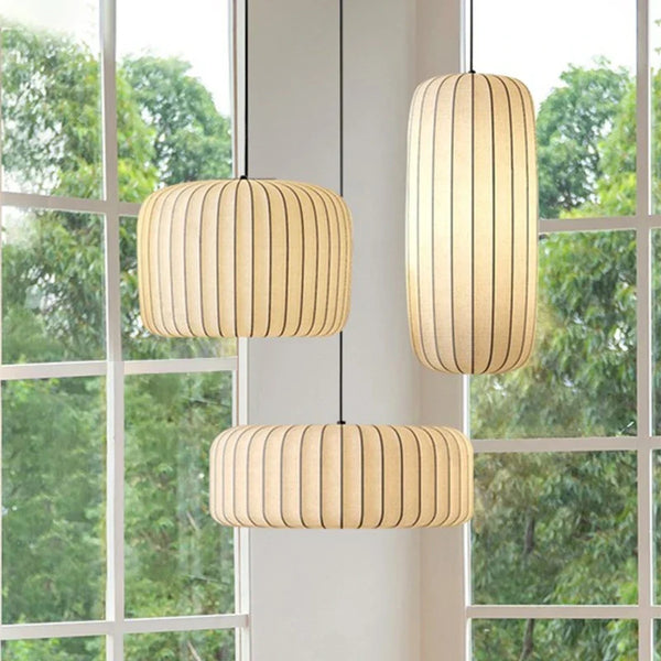 Modern Japanese Wabi Sabi Zijdehanglamp