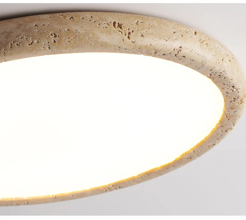 Wabi-Sabi Plafondlamp – Gele Natuursteen Ø Rond LED 15–30m²
