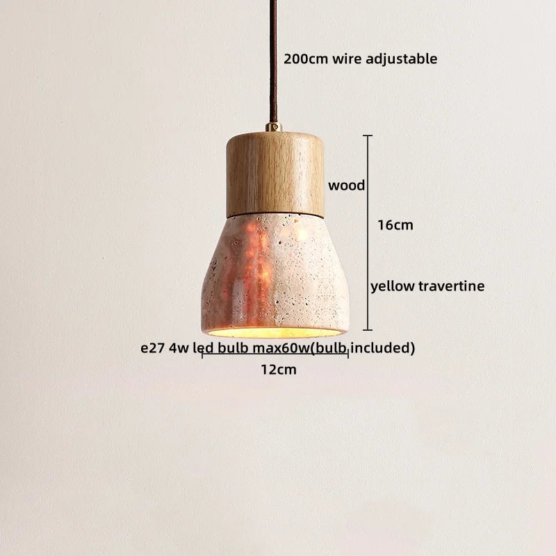 Travertin LED Hanglamp – Japanse Stijl Steen Pendant Light