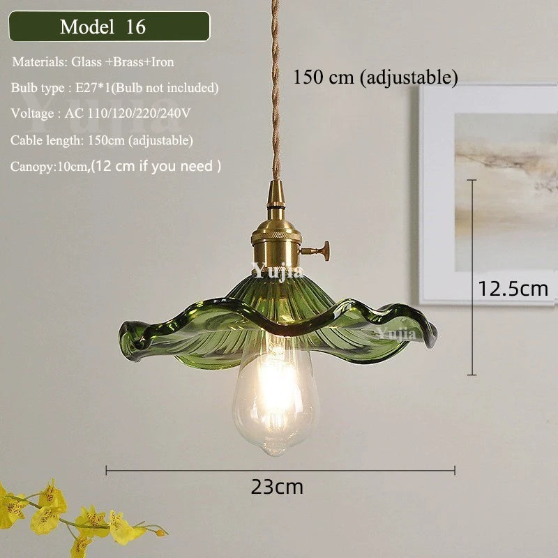 Groene Glazen Hanglamp – Vintage Moderne Plafondlamp E27