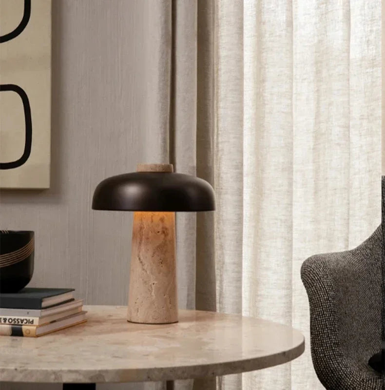 Nordic Paddenstoel Vloerlamp Travertijn Steen – Wabi Sabi Design