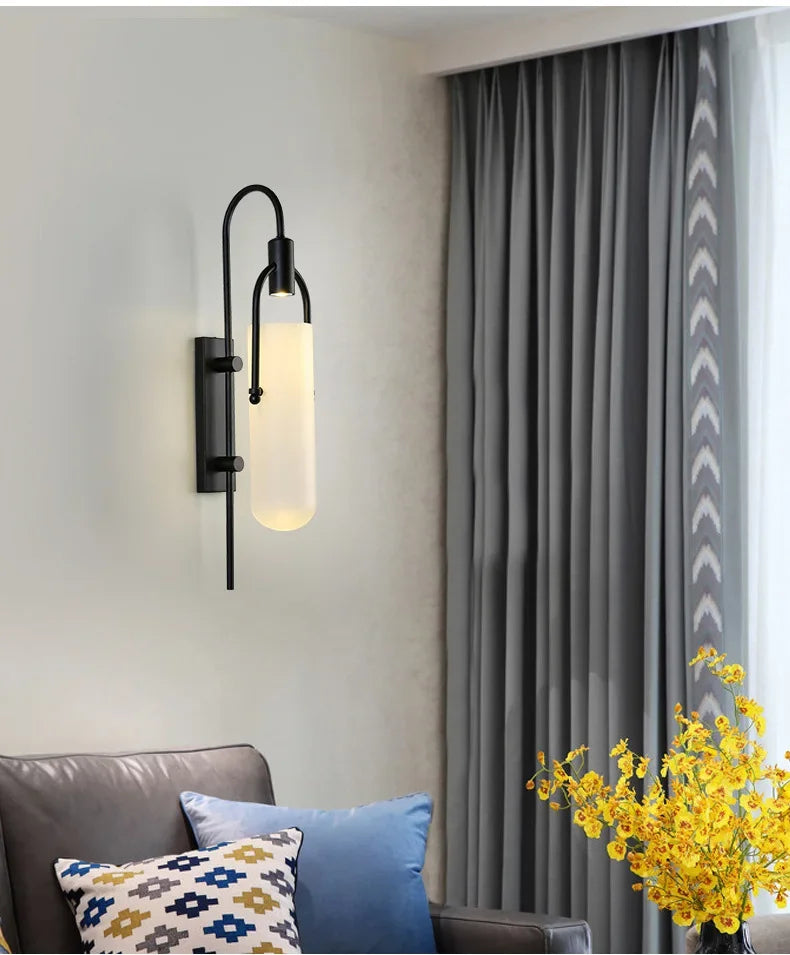 Moderne LED Wandlamp – Glas & Metaal Slaapkamer/Woonkamer Goud/Zwart