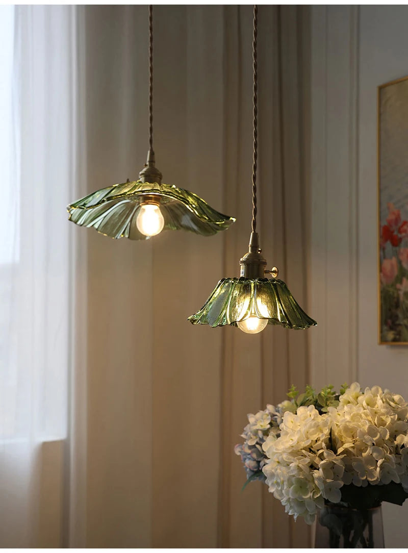Vintage Bloem Hanglamp Glas E27 Voor Woonkamer, Slaapkamer & Bedside