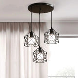 Vintage Hanglamp Zwart Metaal – 3-lichts Plafondlamp E27