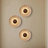 Wandlamp Natuursteen – Moderne LED Sconce met Donker Hout 25cm